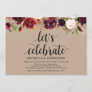 Convites Kraft para Recepção de Casamento Floral B