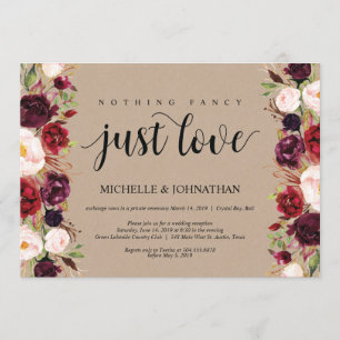 Convites Kraft para Recepção de Casamento Floral B