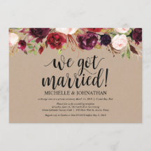 Convites Kraft para Recepção de Casamento Floral B