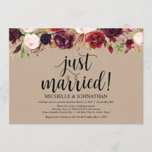 Convites Kraft para Recepção de Casamento Floral B