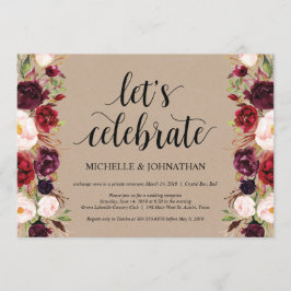 Convites Kraft para Recepção de Casamento Floral B