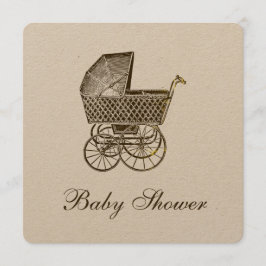 CONVITES KRAFT VINTAGE BABY PRAM| CHÁ DE FRALDAS