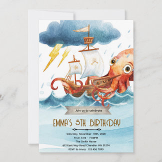 Convites Kraken octopus theme invitation