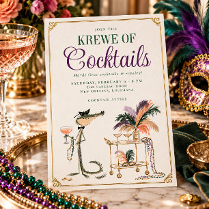 Convites Krewe de Coquetéis Festa de Mardi Gras