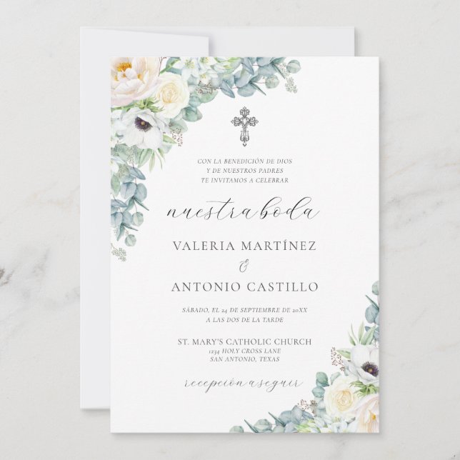 Convites Kristen Invitación de Boda Católica Wedding (Frente)