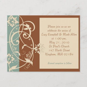 Convites KRW: Casamento de castanho moderno e de azul