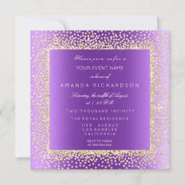 Convites Krystal 1 Champaigne Dourada Glitter Confetti