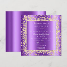 Convites Krystal Champaigne Dourado Glitter Confete Roxo