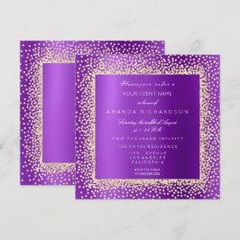 Convites Krystal Champaigne Dourado Glitter Confete Violeta