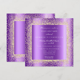 Convites Krystal Champaigne Glitter Confetti Roxo2