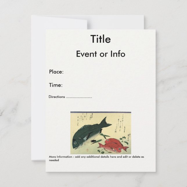 Convites Kurodai & Akadai - Impressão de Peixes Japoneses d (Verso)