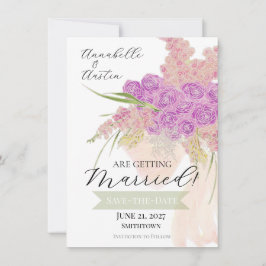 Convites La Boca Rosa Bouquet Save-The-Date com laço transp