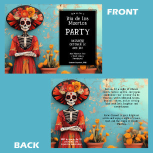 Convites 💀 La Calavera de chapéu com flores