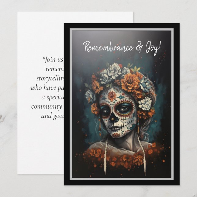Convites La Catrina Espírito Eterno Dia dos Mortos (Frente/Verso)