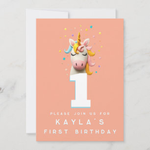 Convites Lã de Festa de aniversário do Unicorn Número Feliz