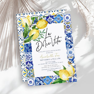 Convites La Dolce Vita Azulejo Azul Chuveiro de Noiva