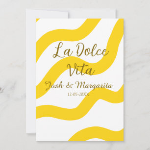 Convites La Dolce Vita casal amarelo Nome data glit