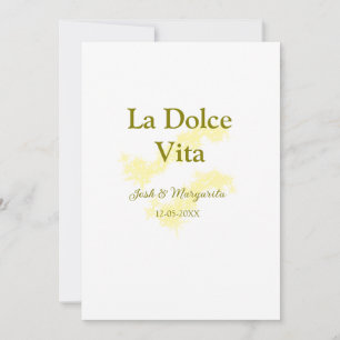 Convites La Dolce Vita casal amarelo Nome data glit