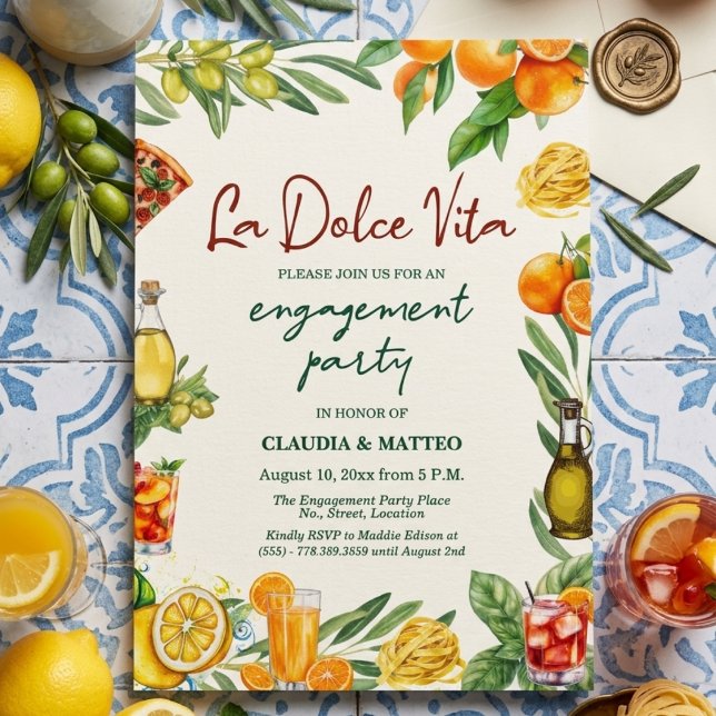 Convites La Dolce Vita Italian Citrus Engagement Party (Criador carregado)