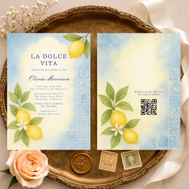 Convites La Dolce Vita Italian QR Code Bridal Shower (Criador carregado)