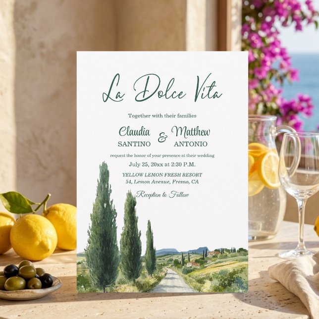 Convites La Dolce Vita Italian View Elegant Wedding  (Criador carregado)