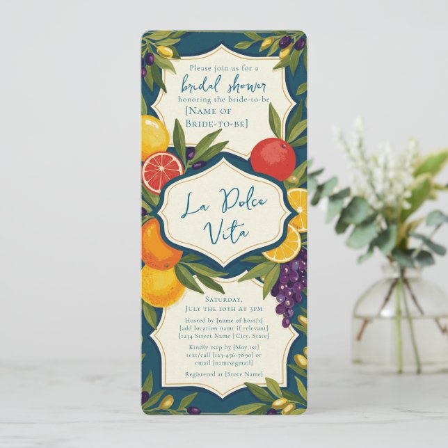 Convites La Dolce Vita Italy Bridal Shower (Em pé/Frente)