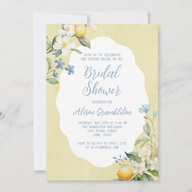 Convites La Dolce Vita Lemon Bridal Shower Invitation (Frente)