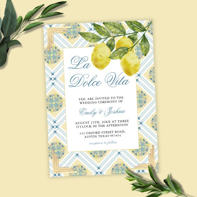 Convites La Dolce Vita Lemon - Casamento italiano (Criador carregado)