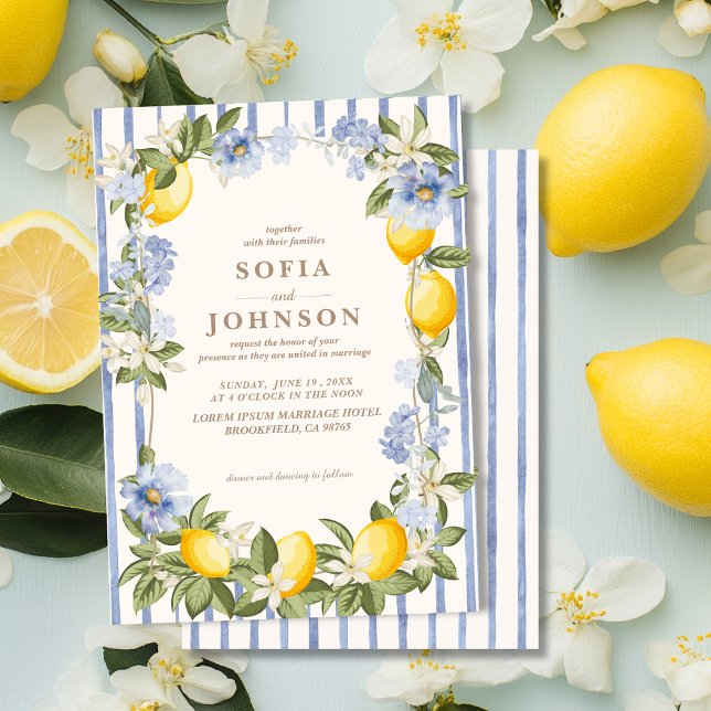Convites La Dolce Vita Lemon Citrus Italian summer Wedding (Criador carregado)