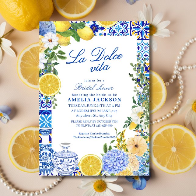Convites La Dolce Vita Lemon Mediterranean Bridal shower (Criador carregado)