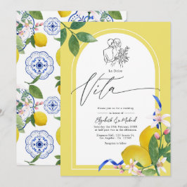 Convites "La Dolce Vita" Limão e Azulejo Casamento Italiano