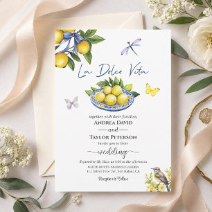 Convites La Dolce Vita Limões e Casamento de Pássaros