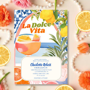 Convites La dolce vita verão de limão italiano Chás de noiv