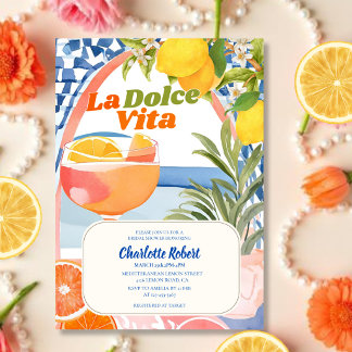 Convites La dolce vita verão de limão italiano Chás de noiv