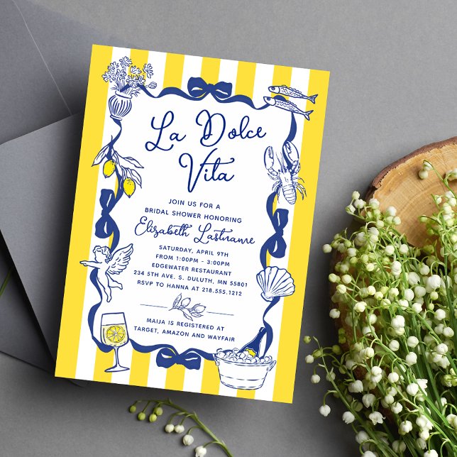 Convites La Dolce Vita Whimsical Italian Bridal Shower (La Dolce Vita Whimsical Italian Bridal Shower Invitation)