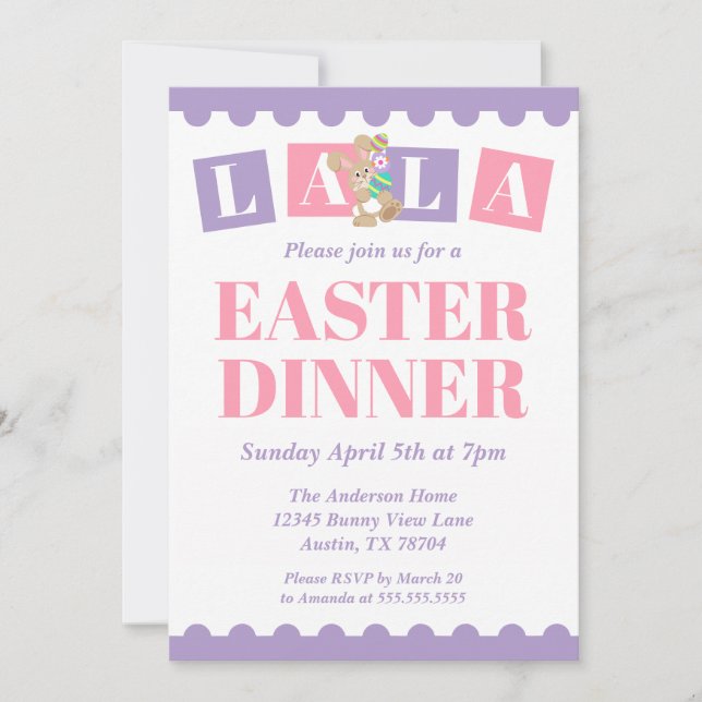 Convites La La Easter Dinner Invitation (Frente)