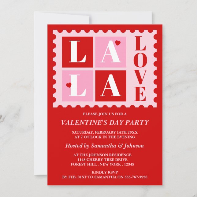 Convites La La Love Valentine’s Day Party Invitation (Frente)
