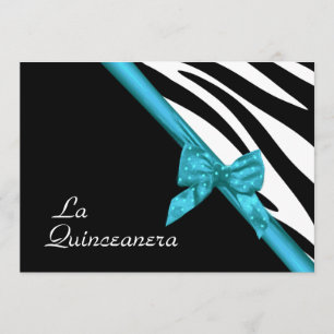 Convites La Quinceanera Zebra e Azul de Fita