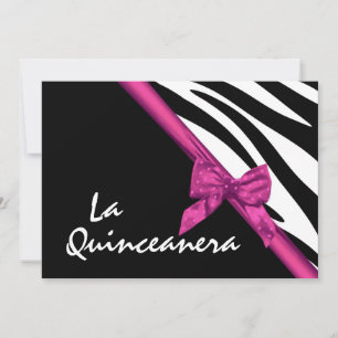 Convites La Quinceanera Zebra e Fita Rosa