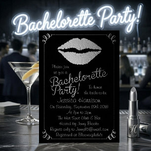 Convites Lábios de Folha de Prata Despedida de Solteira