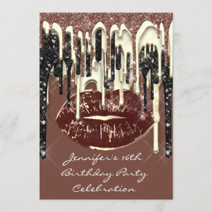 Convites Lábios do partido 16º Beijos Glitter de Chocolate 