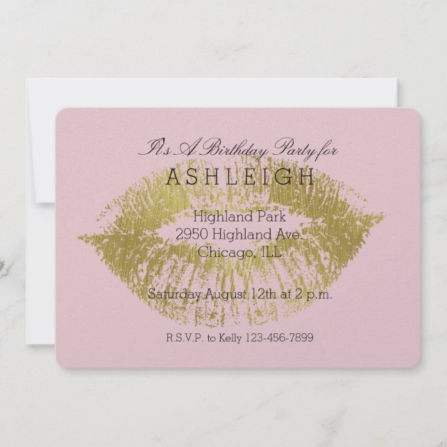 Convites Lábios Dourados, aniversário do Kiss (Frente)