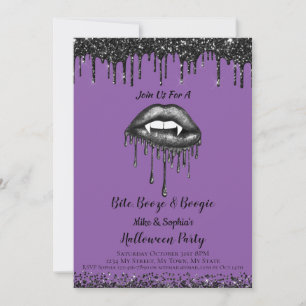 Convites Lábios purpura com brilho de vampiro para festa de