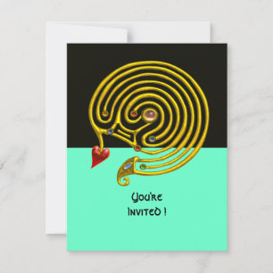 Convites LABIRINTO HIPER rsvp, preto e azul