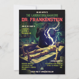 Convites Laboratório Retro de Frankenstein Acorda no Hallow