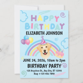 Convites Labrador Retriever Birthday Invitation Blue