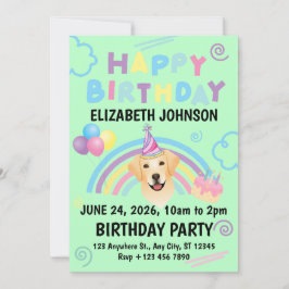 Convites Labrador Retriever Birthday Invitation Green