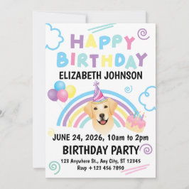 Convites Labrador Retriever Birthday Invitation White