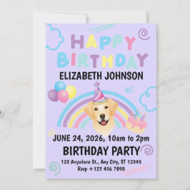 Convites Labrador Retriever Birthday Party Invitation Purpl