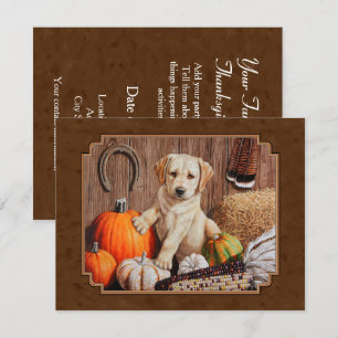 Convites Labrador Retriever Dog & Pumpkins Brown